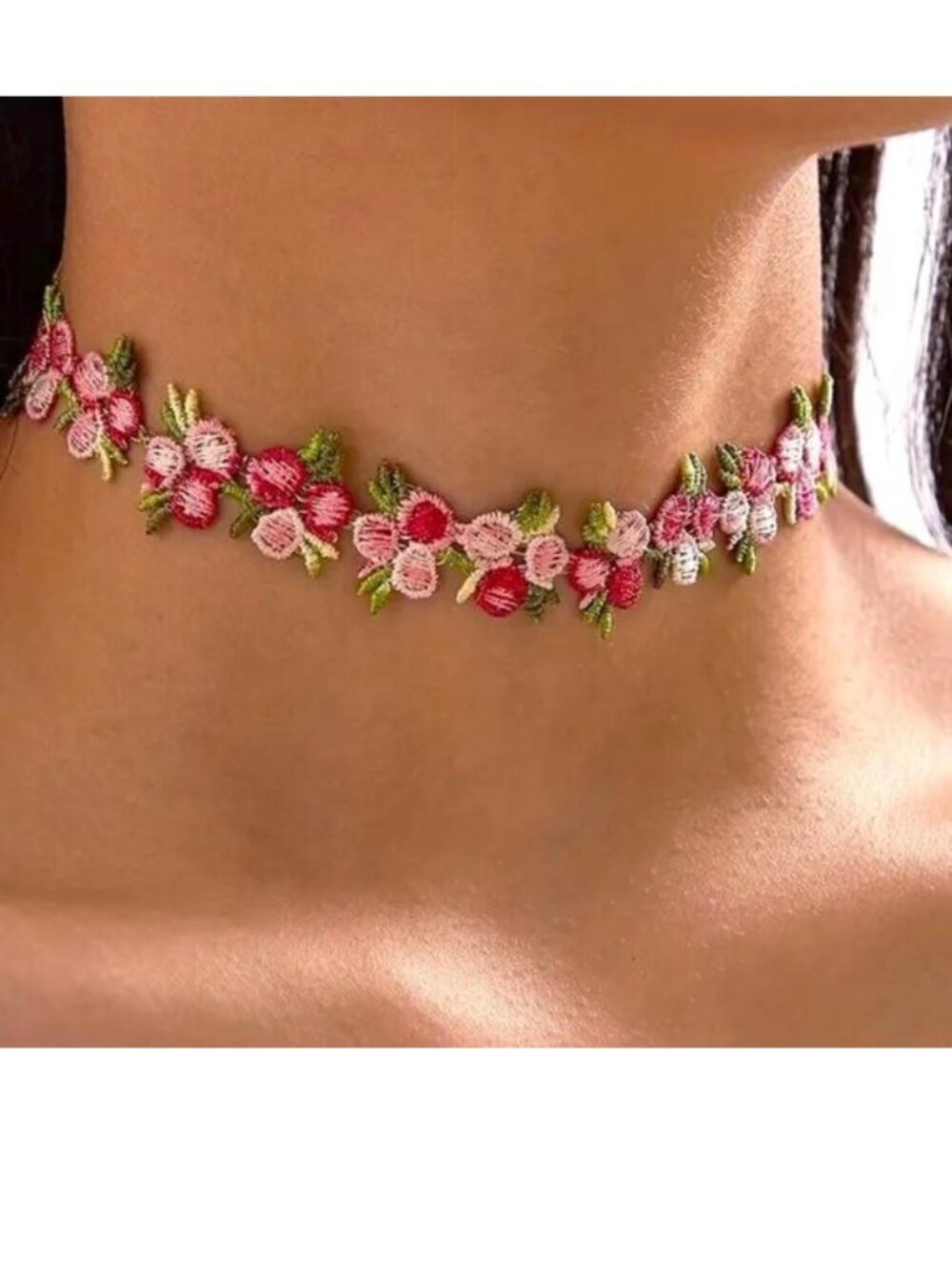 Necklace Flower Choker Embroidered Delicate Collar Simple Hippie Boho Trendy Fun